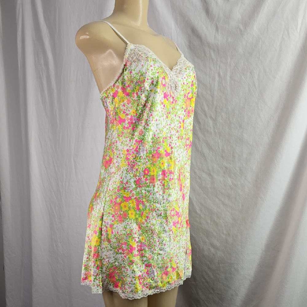 Victoria's Secret Floral Lace Slip Dress - Pink and Green